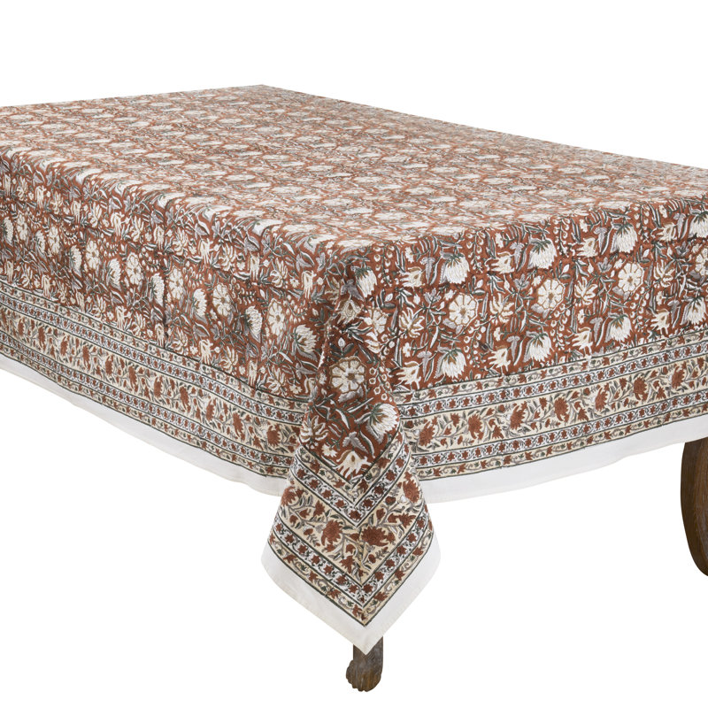 Nappe Rustic Botanical - Nappe florale de tous les jours avec motif en bloc rétro, 60 po x 120 po