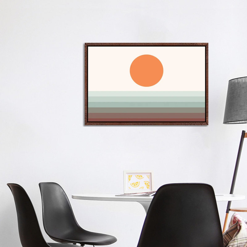Print on Canvas, Brown Framed, Grey/White/Orange, 101.6 cm H x 66.04 cm W