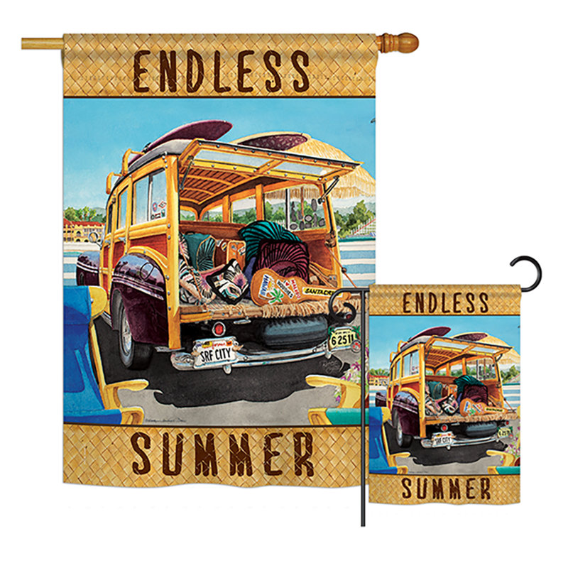 Ensemble de 2 drapeaux de jardin Heivi Surfer Girl Summer Fun in the Sun Impressions