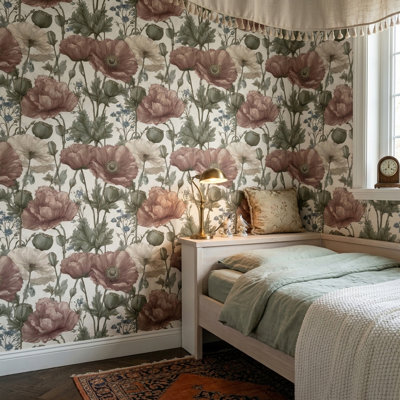 Papier peint floral pastel clair