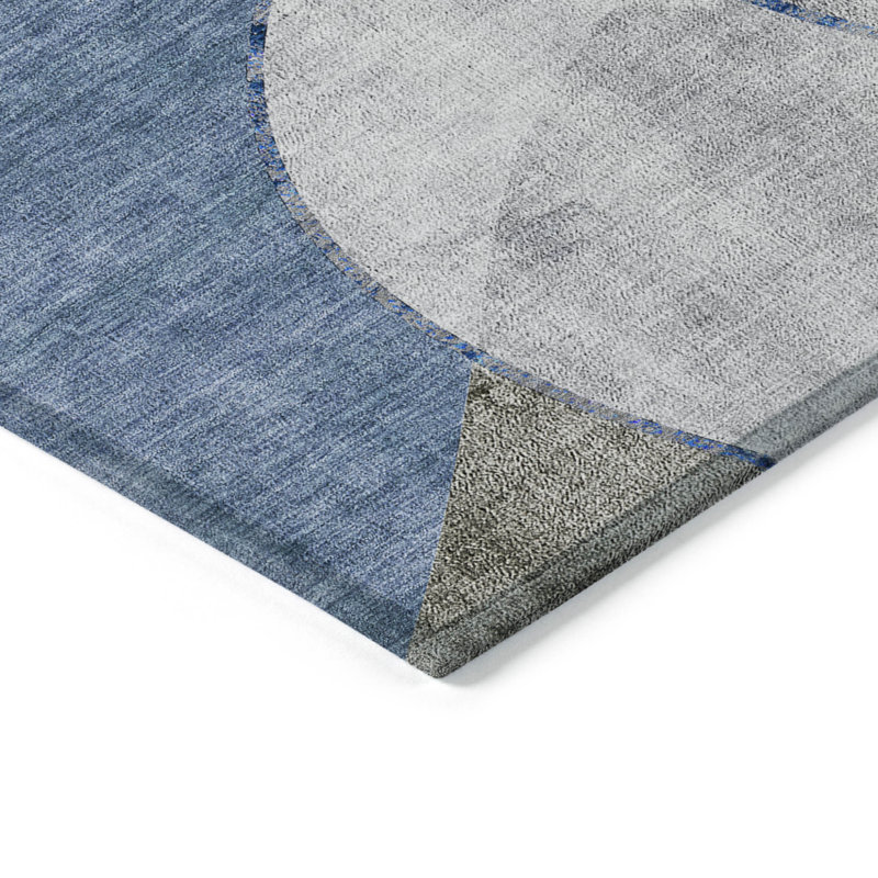 Tapis intérieur lavable abstrait bleu denim et bleu ciel HomeRoots 3 pi x 5 pi