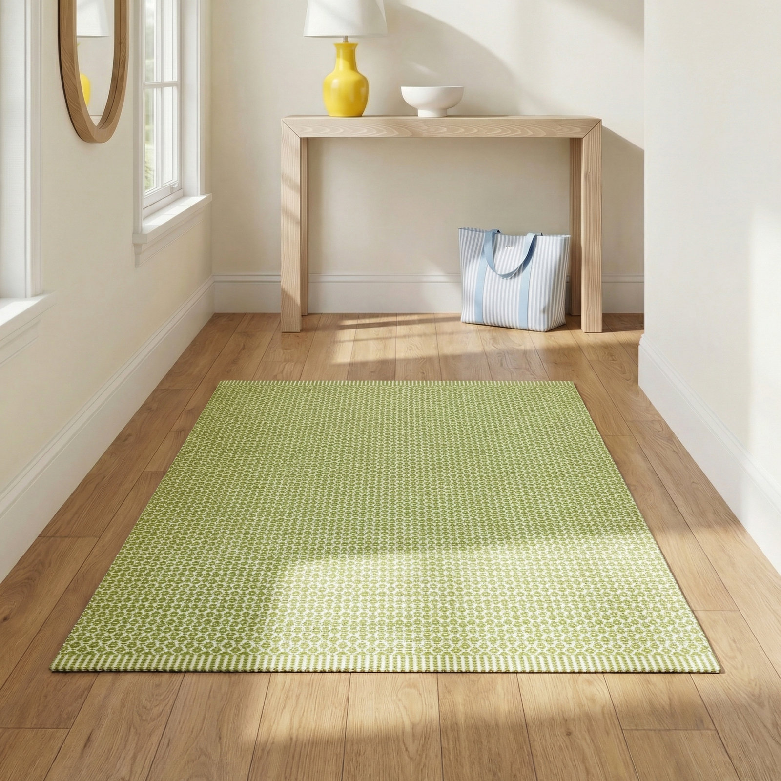 Finn Sprout Hand-Woven Geometric Outdoor Rug, Rectangle 3' x 5'