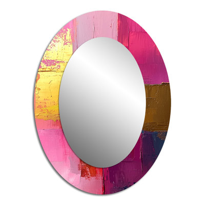 Blakc And Pink Meet In Dream IV - Pink Oval Wall Mirror Decor