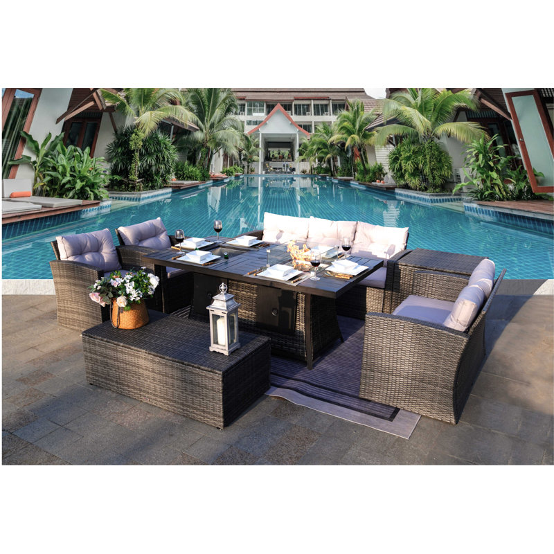 Aliaksey 7 - Person Patio Conversation Set with Cushions