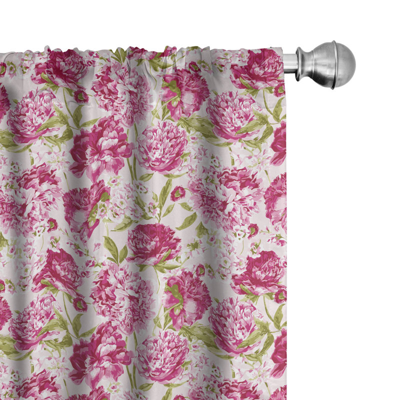Flowers Floral Semi-Sheer Rod Pocket Curtain Panels, 28" x 95"