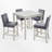 5 Piece Counter Height Table Set, Wooden Kitchen Table Set With Square Table And 4 Upholstered Chairs, Counter Height Dining Table With Crystal Decoration And Chair Set, Silver Grey-1630950192-1630950199