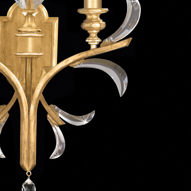 Gold Leaf Crystal 2-Light Indoor Wall Sconce