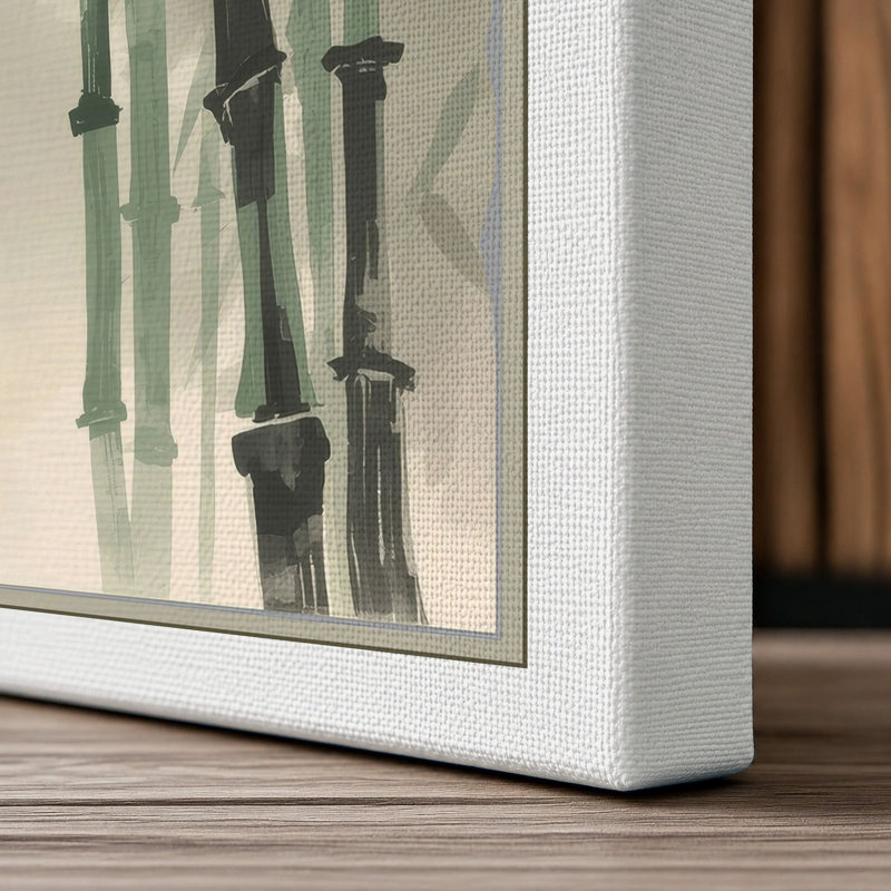 Bamboo in Ink Japandi - Wrapped Canvas, 36x24 - 91.4 x 61.0 cm, White Border