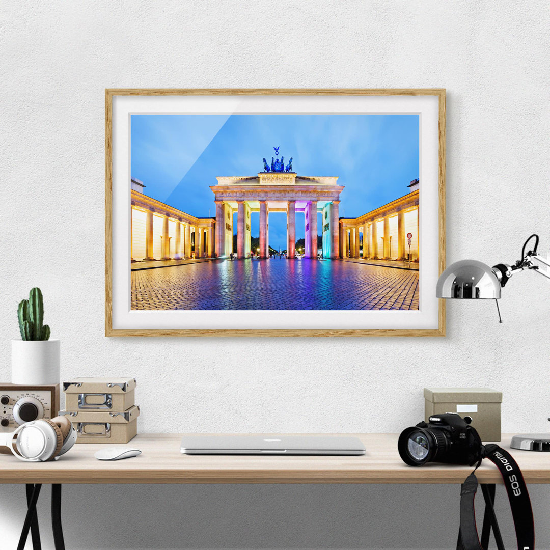 Gerahmter Fotodruck Illuminated Brandenburg Gate