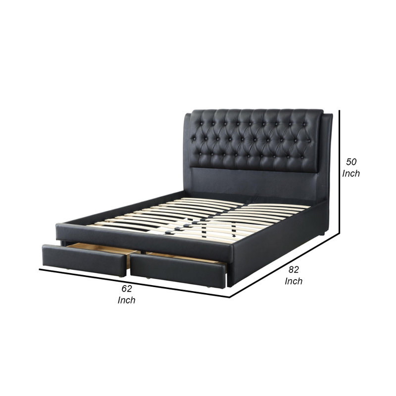 Tomberlin Vegan Leather Sleigh Storage Bed, Queen