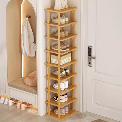 9-Tier Expandable Bamboo Shoe Rack, Foldable No-Assembly Shelf