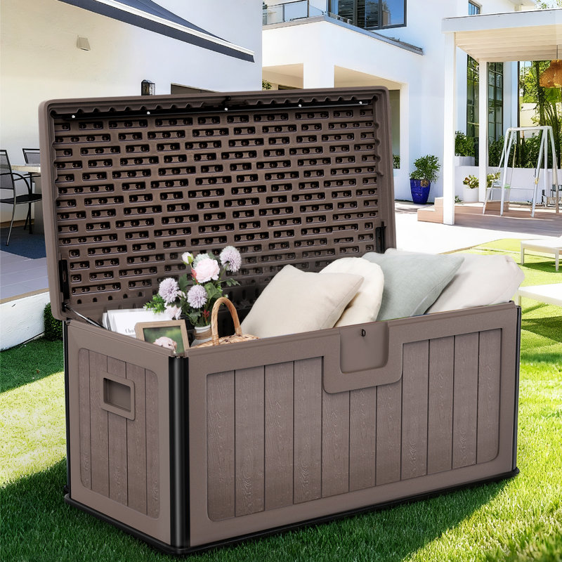 Deckstore 100-Gallon Outdoor Storage Deck Box: A UV-Protected & Water-Proof Container With Double-Wall Design, Lockable For Pool, Patio, And Garden Use