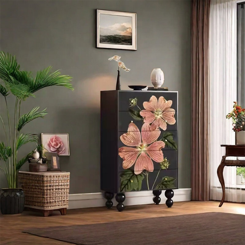 Armoire de rangement multi-tiroirs en pin massif
