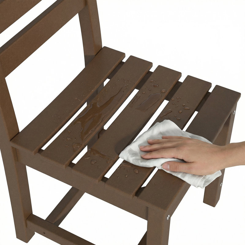 Ensemble de 2 chaises de salle à manger d'extérieur, chaises de patio en PEHD toutes saisons, haut dossier, Brun