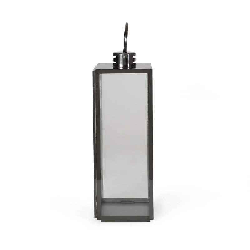 Lanterne en acier inoxydable moderne haut Peraza, Noir