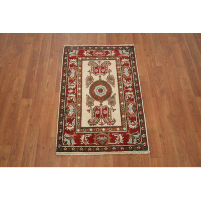 Luxury Red and Beige Kazak Foyer Rug 2x3