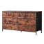 6 Drawer Dresser, Tall Chest Organizer Drawer Dresser, TV Stand with Storage, Closet Storage Drawers with Sturdy Steel Frame, Fabric Storage Tower for Bedroom, Hallway, Closet, Rustic Brown