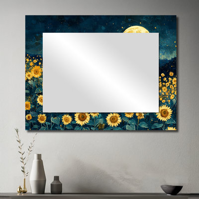 «Midnight Sunflowers» par Vincent II - Art mural miroir floral - imprimé sur métal