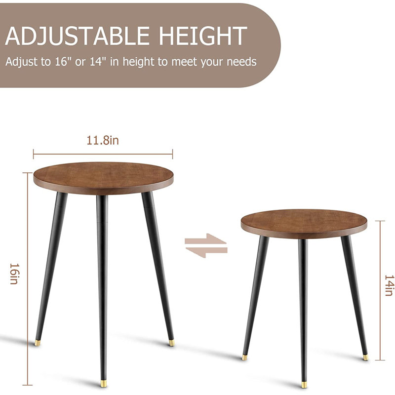 Table de bout à plateau supérieur en bois massif de 16 po de hauteur Iove