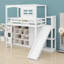 Lit mezzanine avec garde-robe, tablettes de rangement