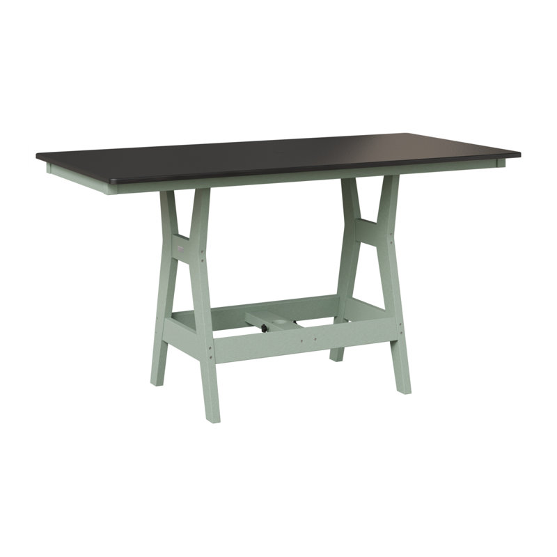 Table de bar rectangulaire 66 po Berlin Gardens Harbor, Noir martelé, Écume de mer, écume de mer