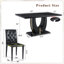 Modern Black Wood Grain Dining Table Sets With 6 Pu Chairs For Home