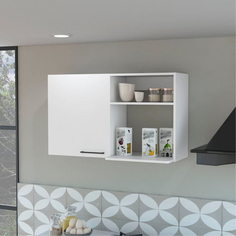 Armoire blanche de 22,96 pouces de hauteur pour ranger les articles essentiels de la cuisine avec 28 tablettes murales et tablette fonctionnelle