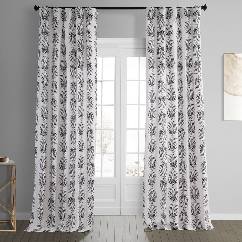 Gilson Paisley Harmony Printed Cotton Room Darkening Curtains - Single Panel, 50" W x 84" L, Black
