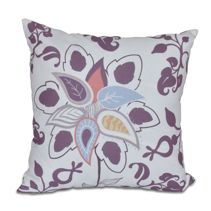 Botanical Blooms Floral Reversible Throw Pillow, 26" x 26", Purple