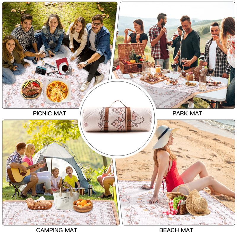 Tapis de pique-nique Boho, très grande couverture de pique-nique d'extérieur 79 po x 79 po, couverture portable pliable lavable pour la plage / camping / Concerts