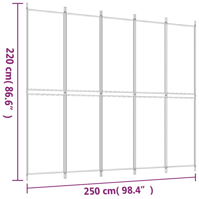 Cloison pliante Rikkea, Noir, 5, H 86,6 po x l 98,4 po