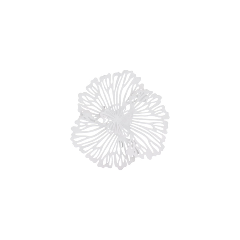 Art mural fleur très petit en métal, Blanc