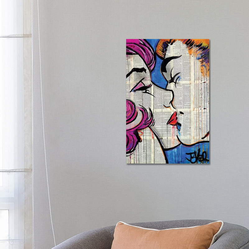 « True pop Kiss » par Loui Jover-impression d’art graphique, Toile tendue, Pas de tapis, H 26 po x l 18 po x 1,5 po
