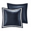 Édredon bleu marine / argent - très grand. 8 pièces avec noyau. Contient 1 édredon, 2 taies décoratives européennes, des coussins décoratifs et une jupe de lit. Tissage texturé pour une chambre raffinée. Bleu marine / argent All Elegance 8 rembourrage.
