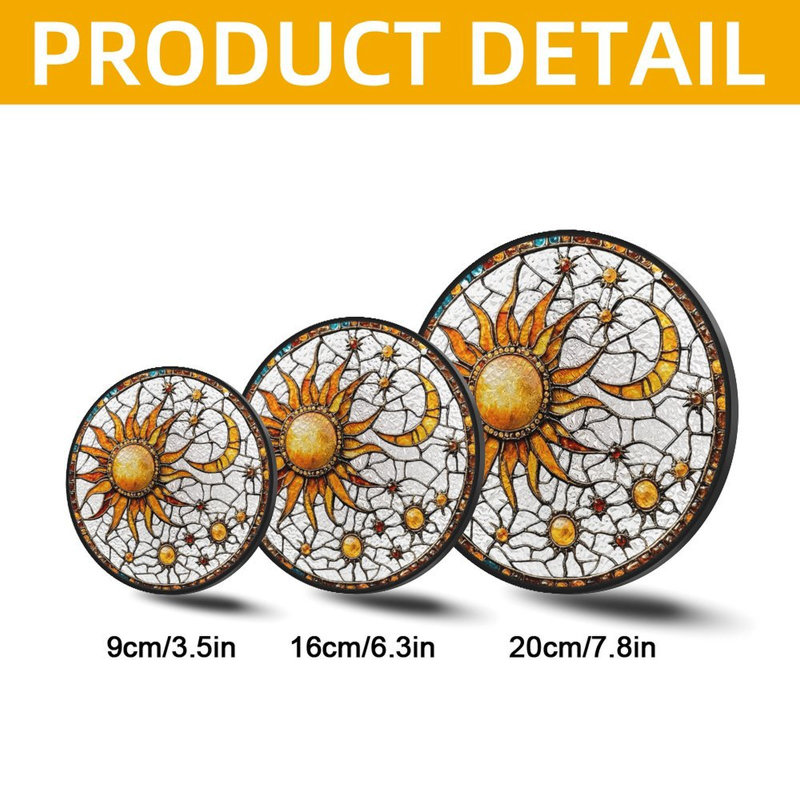 Vitrail Sun Moon, 9,8 x 9,8 po (25 x 25 cm)