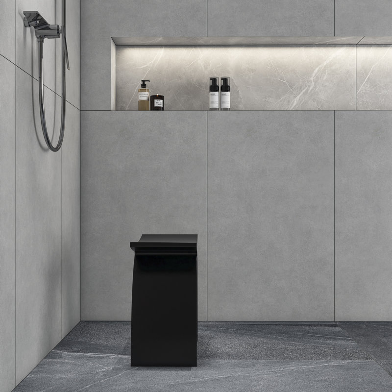 Tabouret de salle de bain autoportant à surface solide de 16,5 po KAKUSIGA