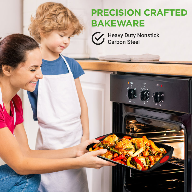 NutriChef Nutrichef Non-Stick Steel 3 Piece Cookie Sheet Set, Black