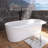 71'' Freestanding Soaking Solid Surface Bathtub in Matte White