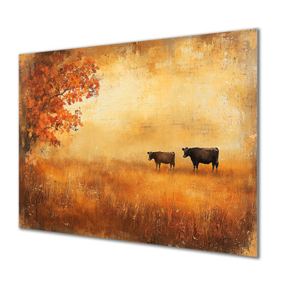 Vaches dans les champs d'automne II - campagne, estampes métalliques