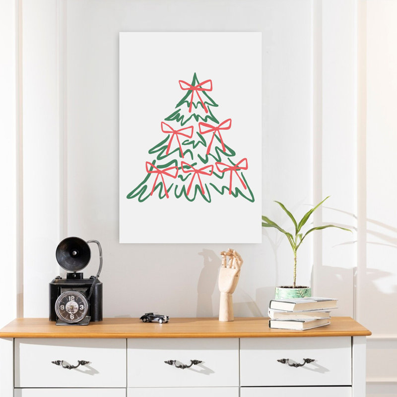 Art contemporain contemporain, arbre de Noël minimaliste élégant, H 24 po x l 16 po