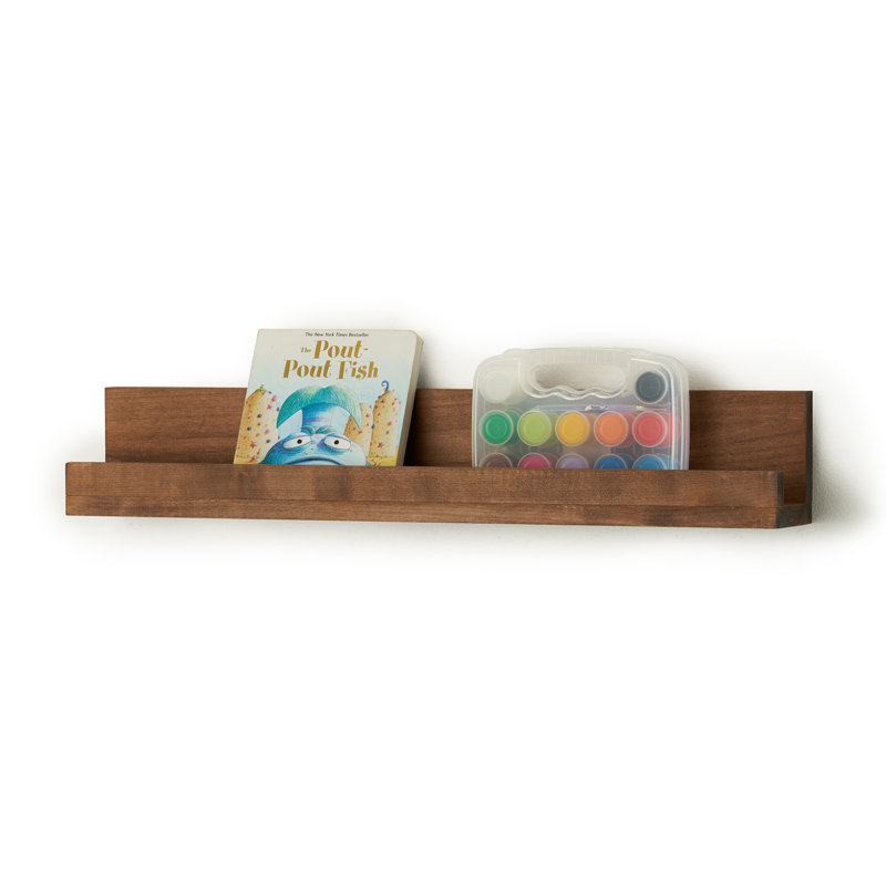 Walnut Alder Wood Floating Wall Shelves, Set of 2