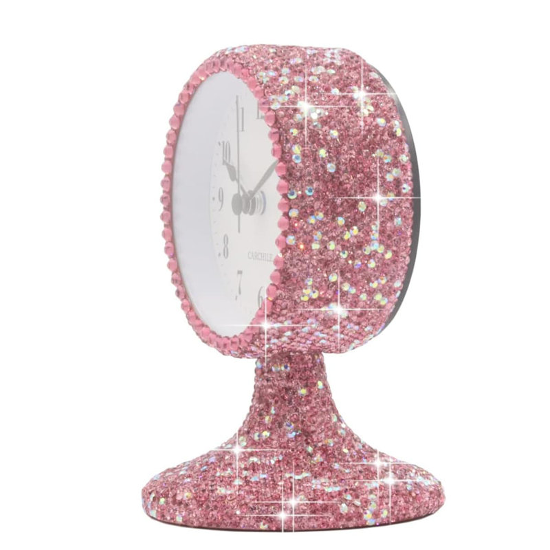 Analogue Crystal Electric Alarm Tabletop Clock, Pink