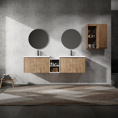 Meuble-lavabo 72 po avec lavabo en résine et tablette latérale