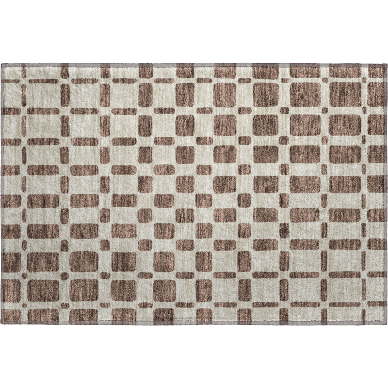 Tapis brun Prisco lavable à la machine de qualité supérieure, Rectangle 1 pi 8 po x 2 pi 6 po