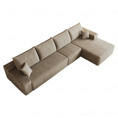 Canapé modulaire en forme de L de 134 po avec méridienne en forme de L, canapé modulaire moderne avec siège profond, fauteuils rembourrés requis (tissu en velours côtelé moelleux)