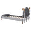 Lit plateforme simple tapissier avec tête de lit en forme de mouton, cadre de lit