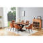 Ensemble de salle à manger extensible peu encombrant pour les petites pièces, table en bois aggloméré brun riche et 4 chaises en métal, sièges 4 à 6