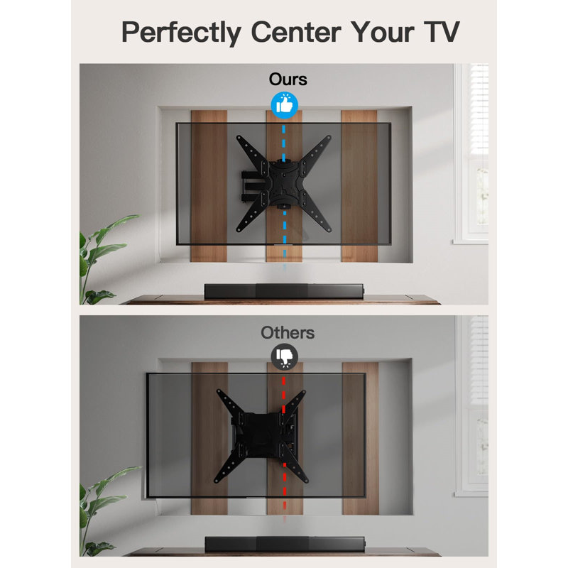 Black Steel Full Motion TV Wall Mount for 26-60 Inch Screens
