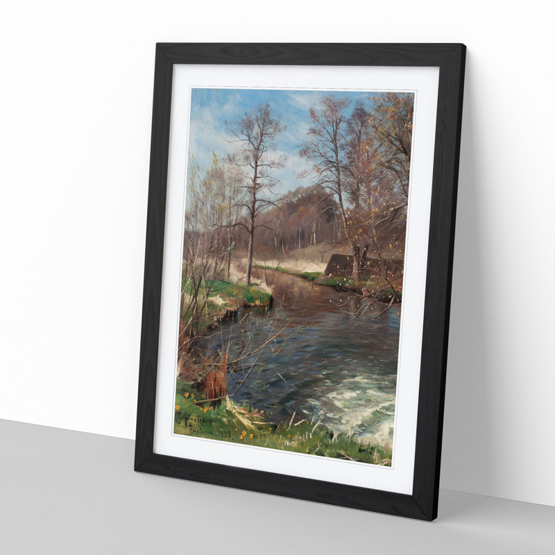 River Landscape - Picture Frame Graphic Art, Black Framed, 48cm H x 36cm W x 2cm D