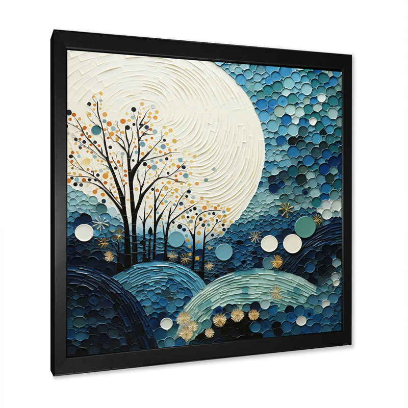 Teal White Mid Century Minimalist Rain II - Abstract Collages Canvas Print, Cadre photo noir, H 30 po x l 30 po x P 1 po